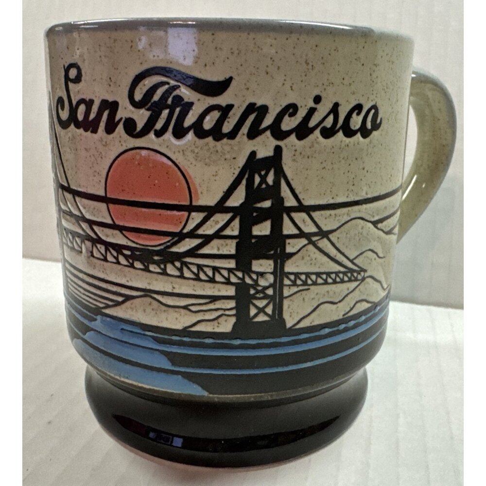San Francisco Golden Gate Bridge Coffee Mug Cup 1982 VTG Stoneware Never used